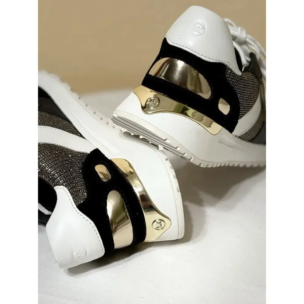 Michael Kors Womens Monroe Trainer Glitter Chain Mesh Sneakers Size US 6 M New